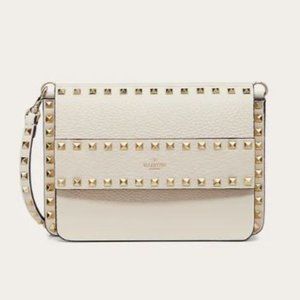 Valentino Small Rockstud Crossbody Bag - Grainy Leather Ivory / White / Beige